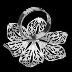 Bază inel sită argintie floare 43mm