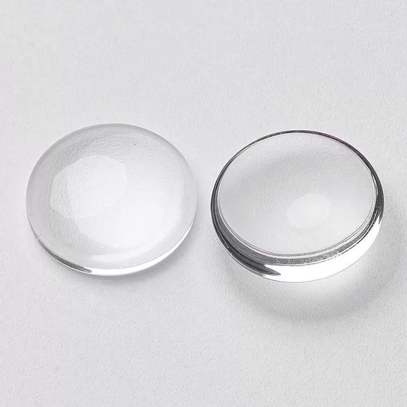 Cabochon rotund din sticlă transparentă