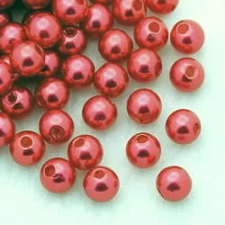 Mărgele acrilice alb-roșu perlate