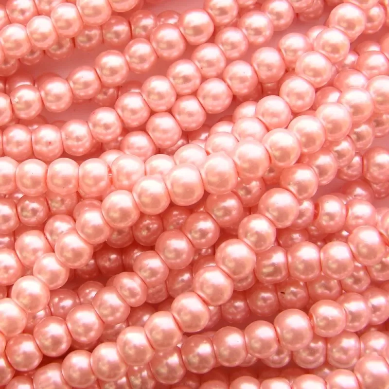 Mărgele sticlă perlate roz