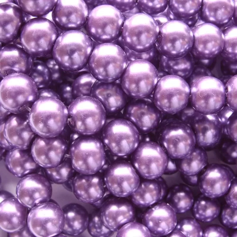 Mărgele sticlă perlate violet