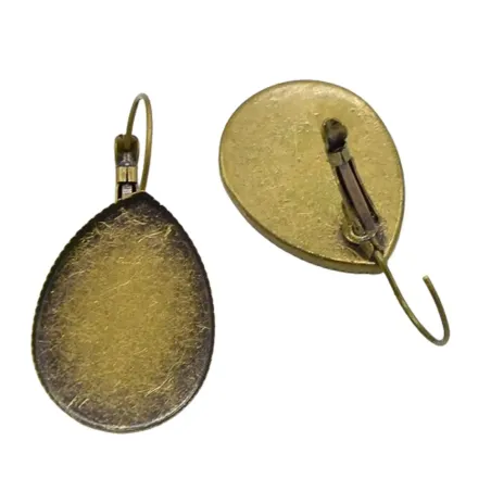 Bază cercei cabochon 13*18mm bronz, picătură