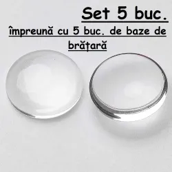 Bază brățară cu cabochon sticlă inclus set 5buc