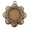 Cabochon pandantiv bronz casetă 20mm floare