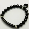 Brățară din onix negru, cu inimioară, 8 mm