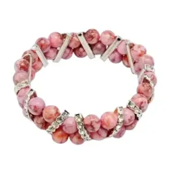 Brățară din piatră roz, 15 mm