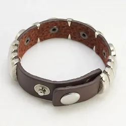 Brățări piele cu ținte în cruce, maro