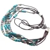 Brățări boho cu mărgele metalice si lemn turcoaz