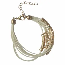 Brățări albe simple cu accesorii aurii