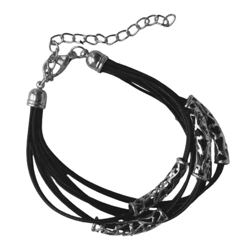 Brățări negre simple cu accesorii aurii