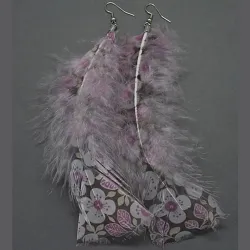 Cercei din pene naturale, imprimate