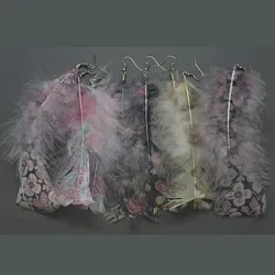 Cercei din pene naturale, imprimate