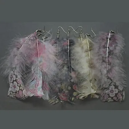 Cercei din pene naturale, imprimate