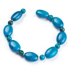 Mărgele crisocola cyan, ovale și rotunde, șirag 12 cm