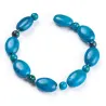 Mărgele crisocola cyan, ovale și rotunde, șirag 12 cm