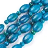 Mărgele crisocola naturală, cyan, ovale și rotunde, șirag 12cm