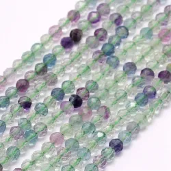 Mărgele fluorit fațetat 2mm, șirag 38cm
