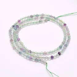 Mărgele fluorit fațetat 2mm, șirag 38cm