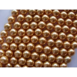 Margele perle imitatie sidef 10mm auriu inchis -1buc