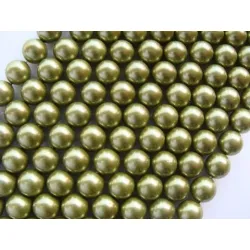 Margele perle imitatie sidef 8mm verde oliv -10buc